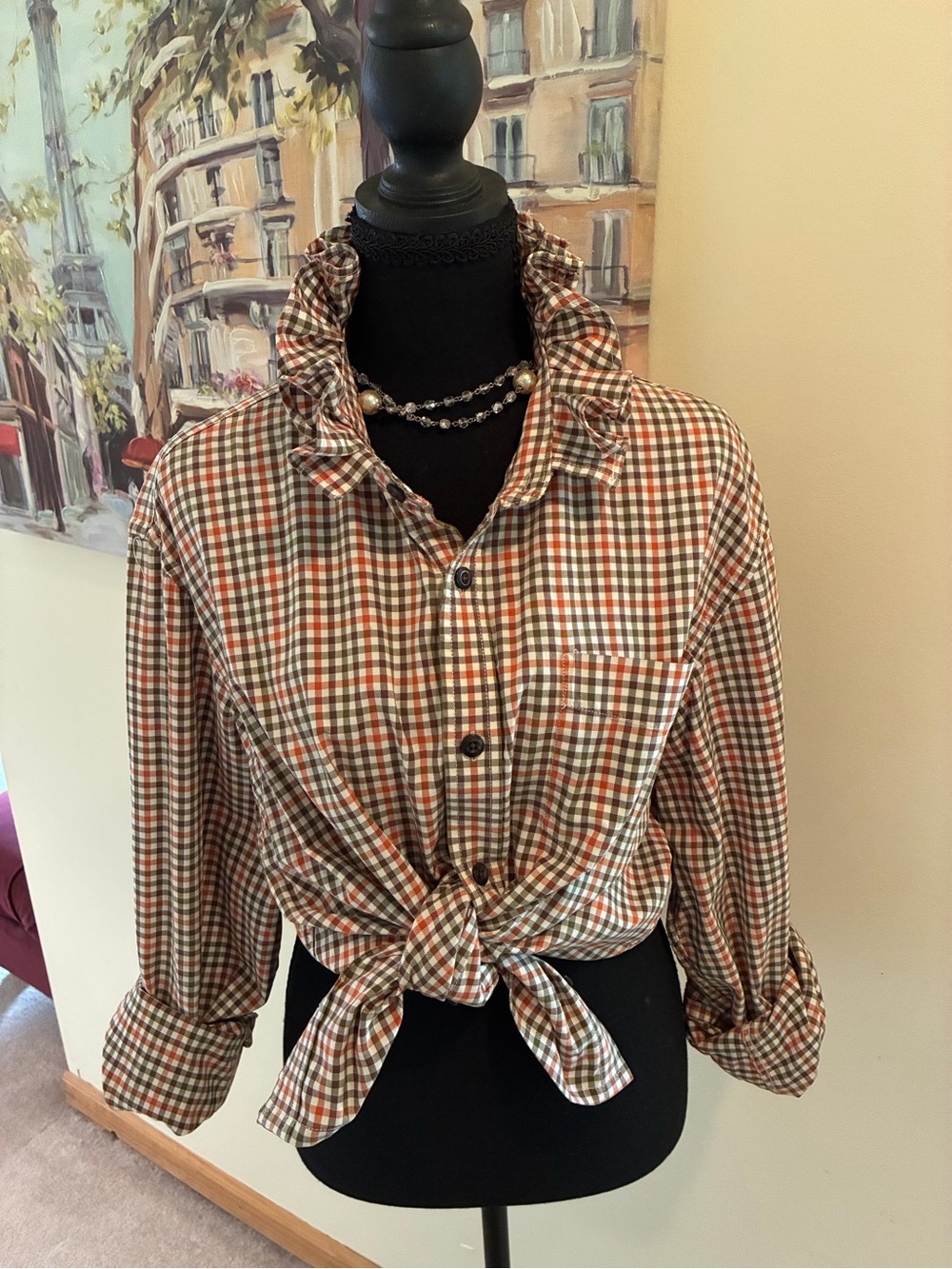 Eddie Bauer Ruffle collar Shirt